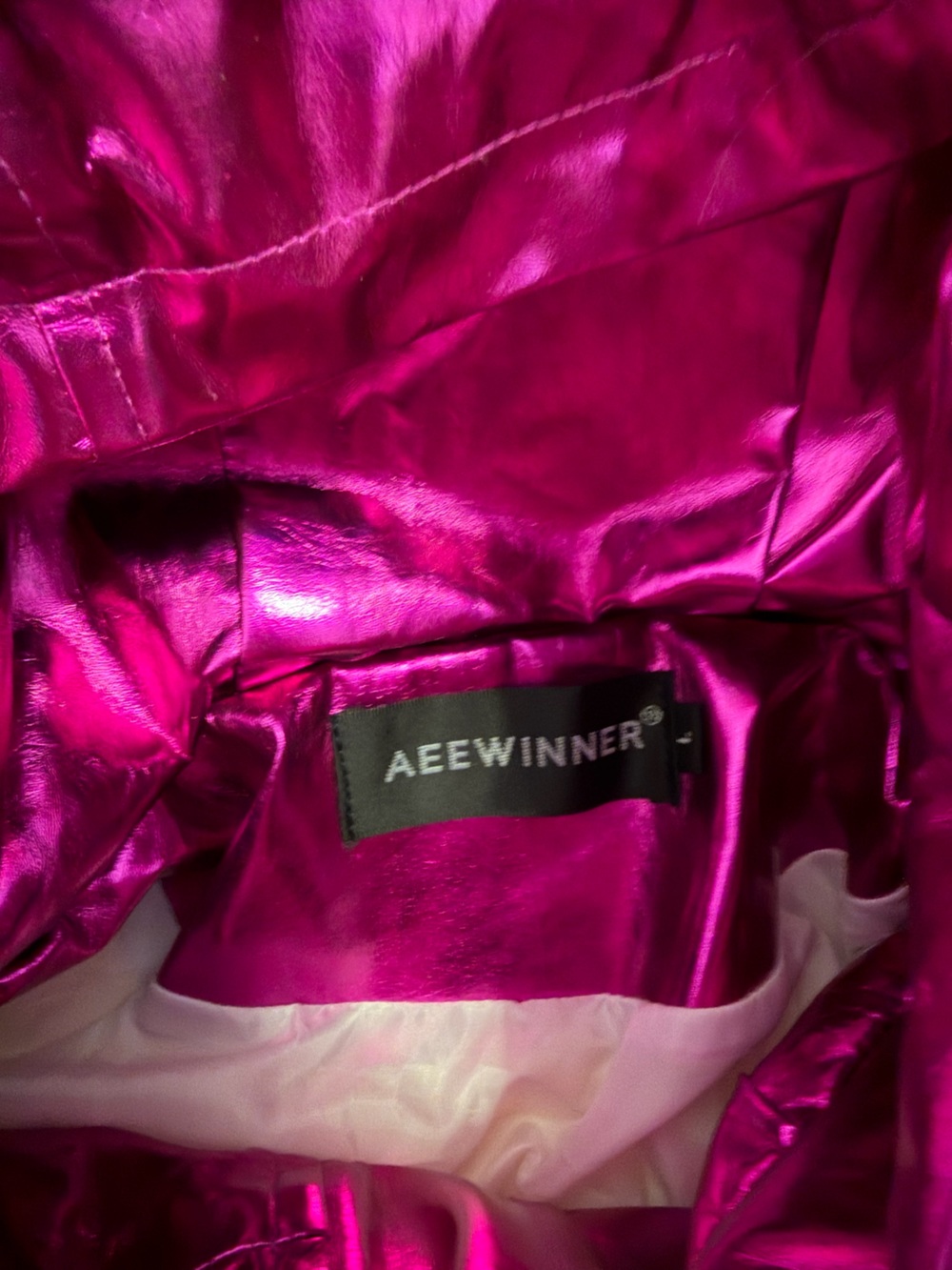 AEEWINNER Metallic Fuchsia Hooded Raincoat - Picture 2 of 3
